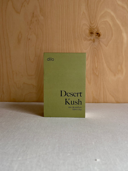 Green rectangular box with the text "Desert Kush" at the bottom
