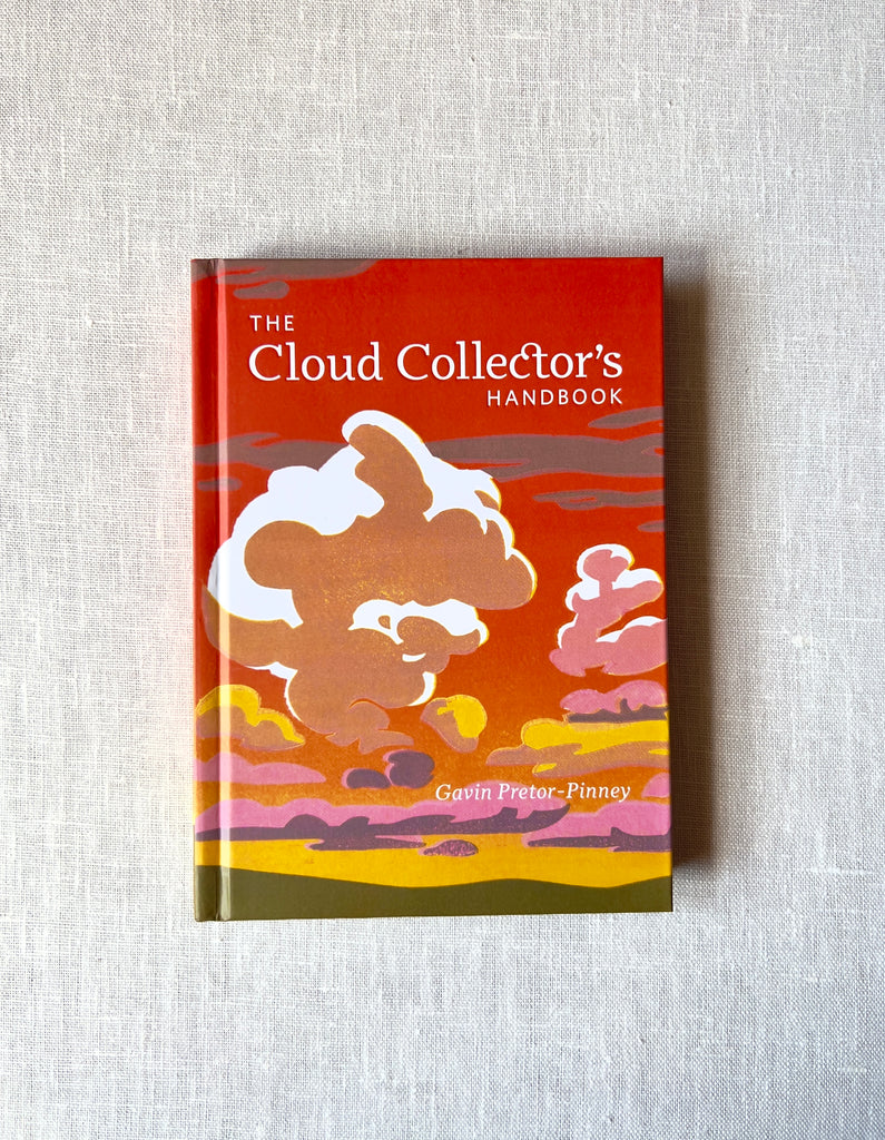 Red cover of the book "The Cloud Collectors Hadbook" by Gavin Pretor-Penney. colorful clouds are on the cover