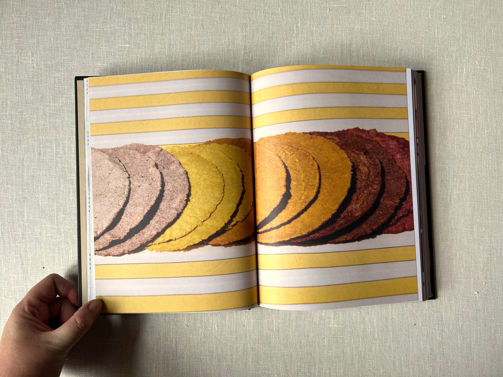 "Masa" opened to a page showing corn tortillas of different colors