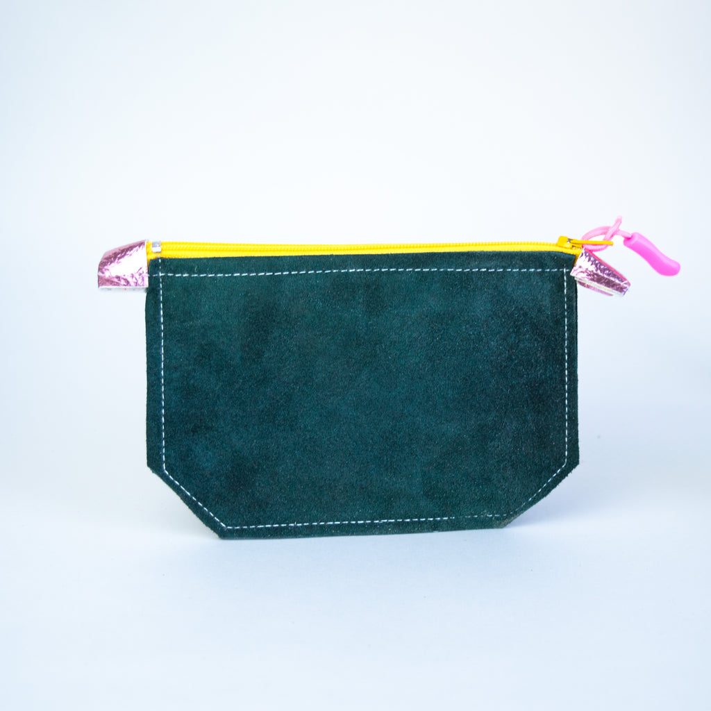 Small green leather pouch.